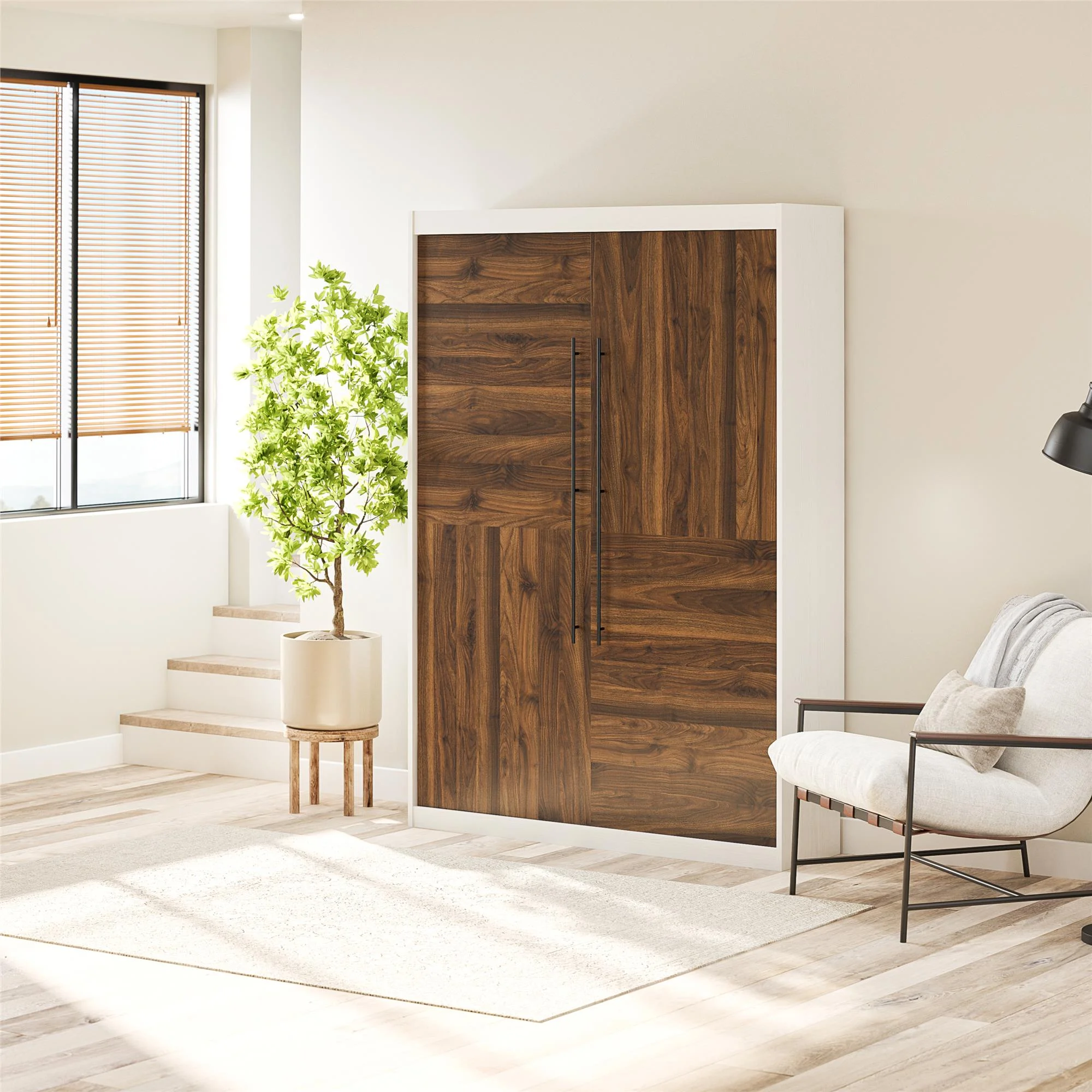 Signature Sleep Pinnacle 2-Tone Full Size Murphy Bed with Decorative Door Front, Walnut
