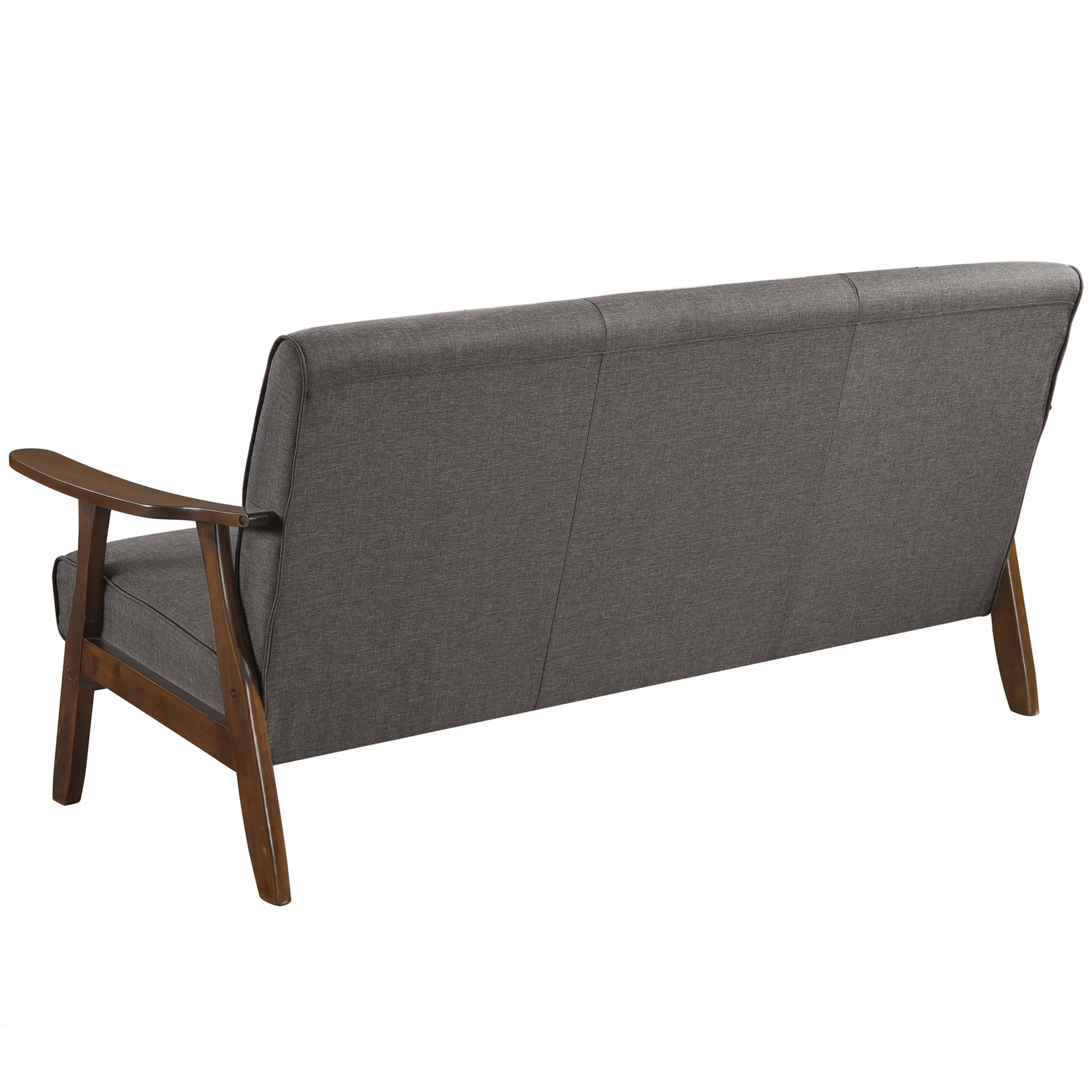 Castle Place Mid-Century Upholstered Linen Sofa, Dark Grey