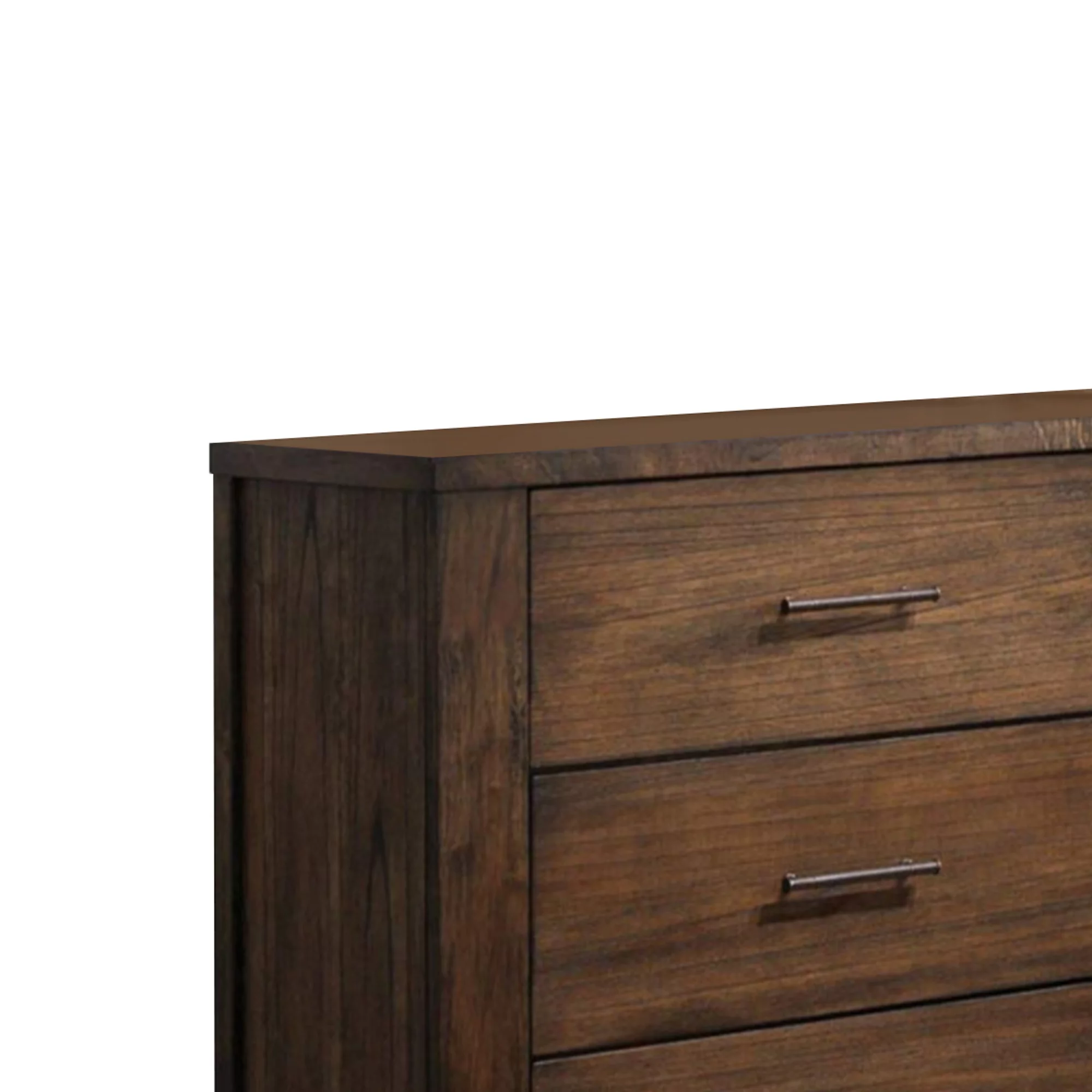 Benzara Spacious Wooden Dresser with Six Drawers, Oak Brown