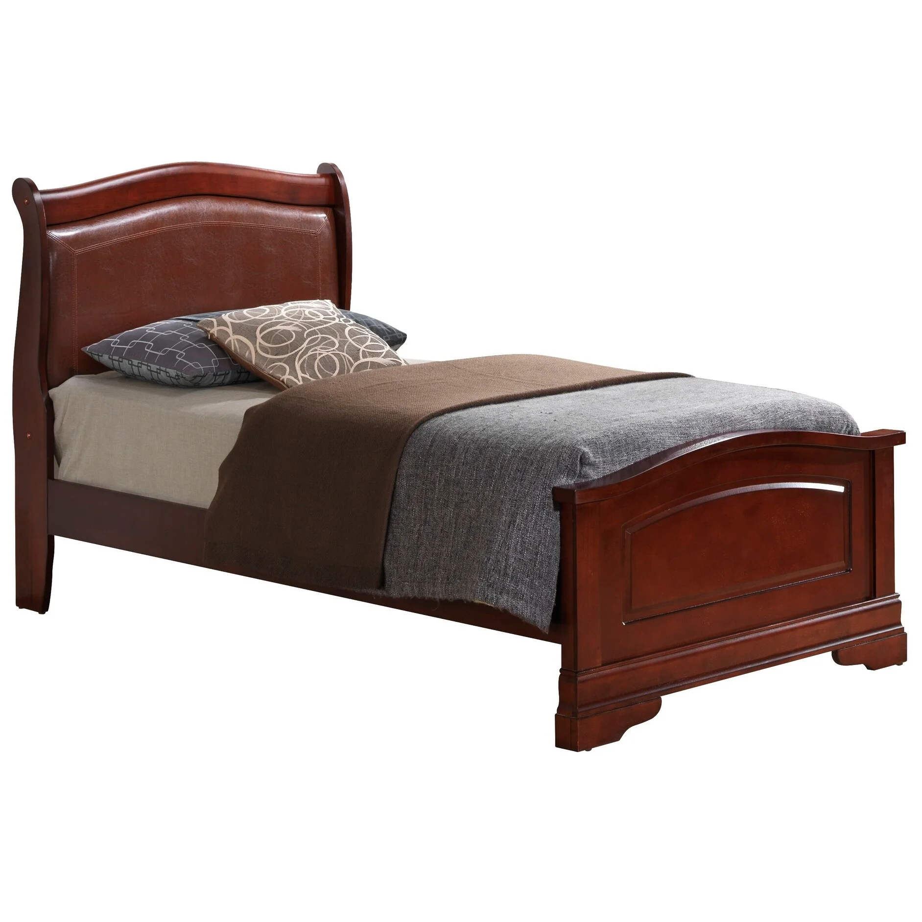 Glory Furniture Louis Phillipe Faux Leather and Wood Bed Black Queen N/A Traditional