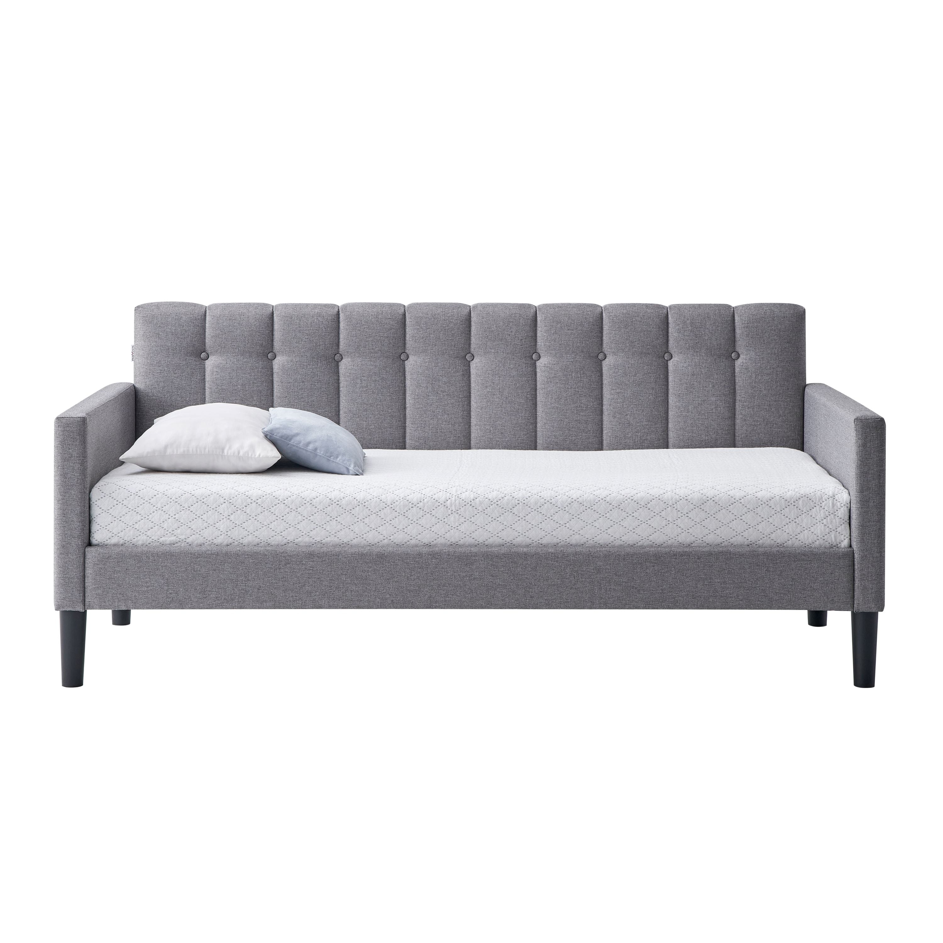 LuXeo Dana Twin Size Upholstered Day Bed in Gray Fabric