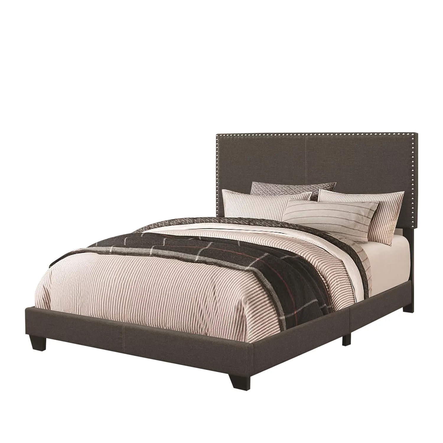 Benzara BM172147 49.5 x 76 x 91.75 in. California King Size Upholstered Bed - Espresso