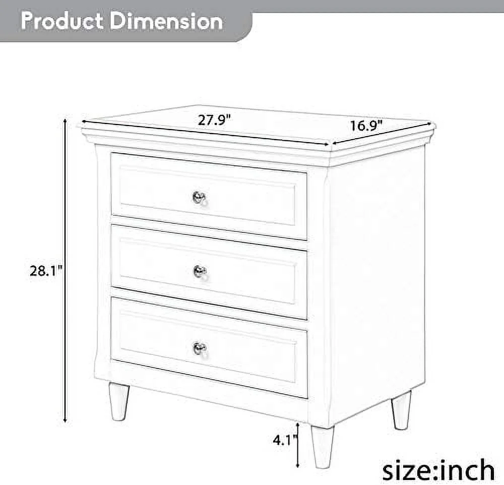 TJUNBOLIFE 3 Drawers Chest  Modern Black Drawers Dresser Bedside Nightstand with Solid Pine Wood Frame  Chest of Drawer for Bedroom  Living Room  Closet  Entryway  Hallway  Fully Assemble