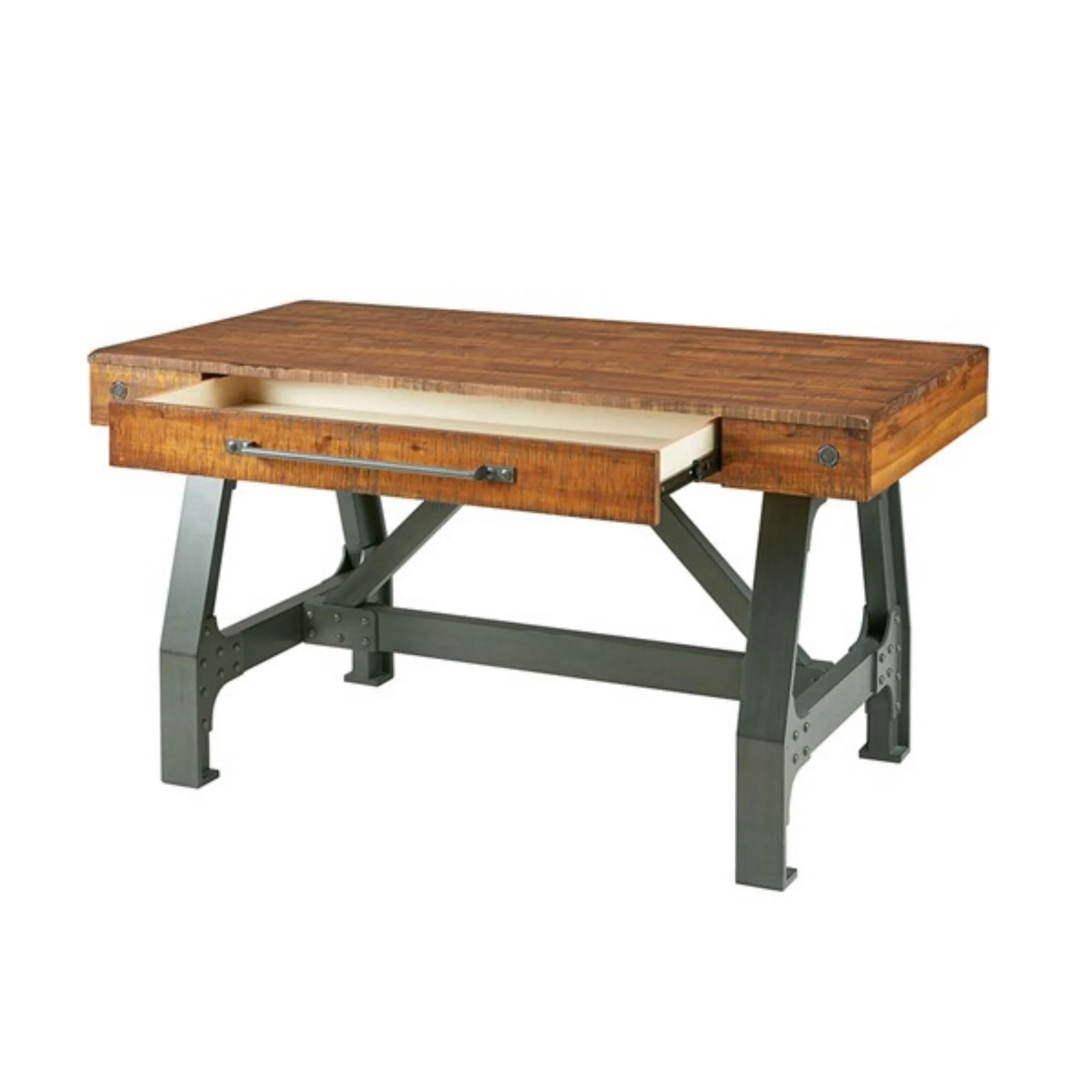 INK+IVY Industrial Style Accent Wood Desk with One Drawer Stroage in Amber Graphite Finish