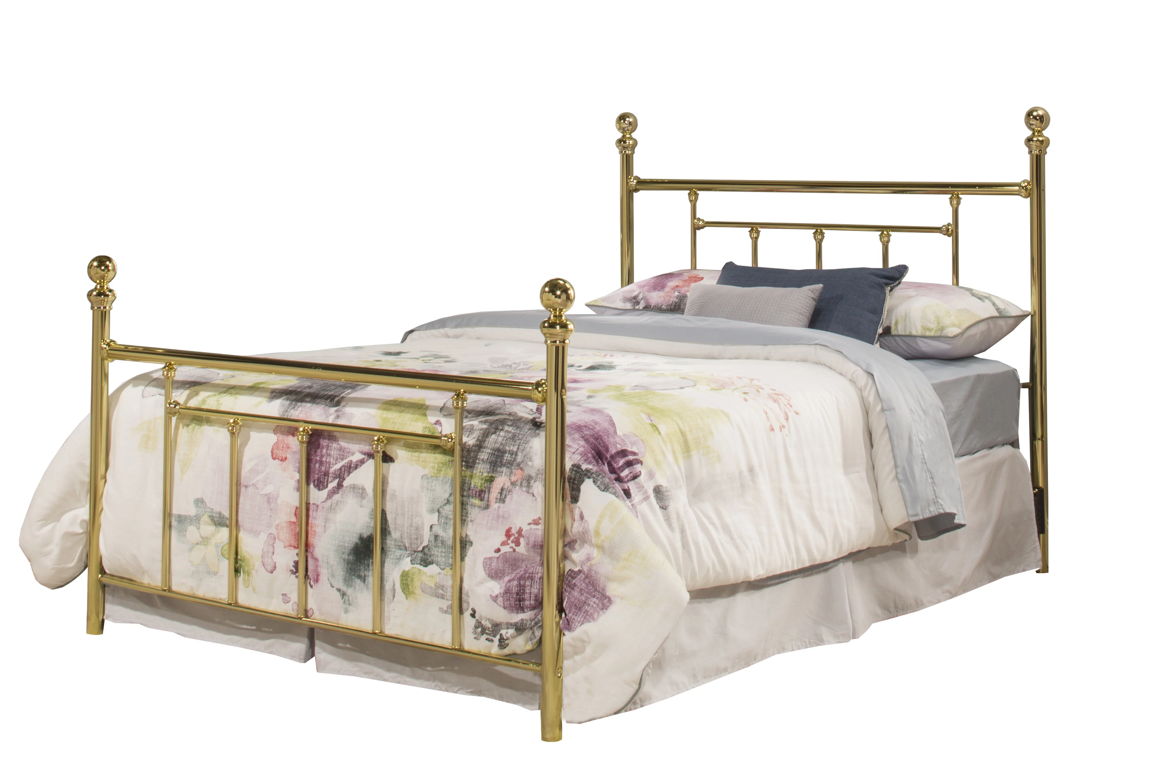 Hillsdale Furniture Chelsea Modern Metal Four-Poster Bed, Queen, Classic Brass
