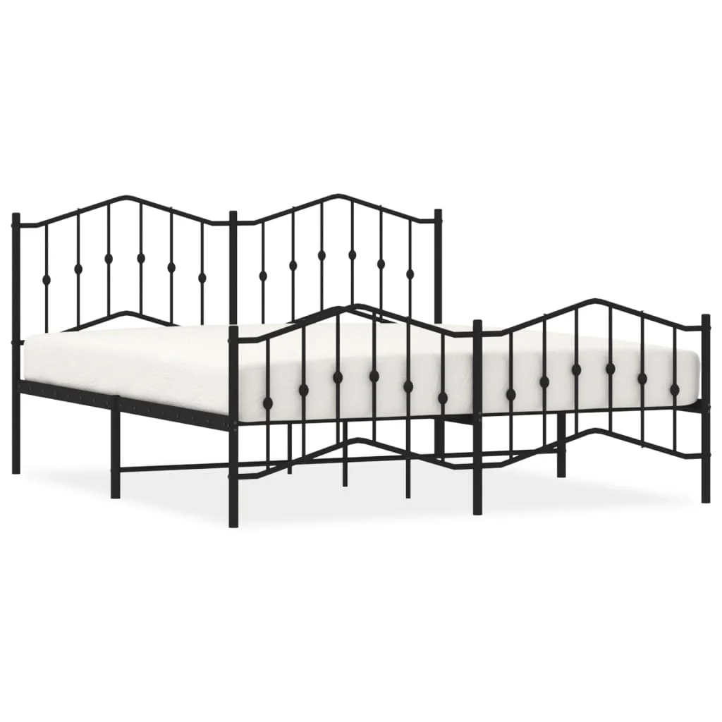 Metal Bed Frame with Headboard and Footboard?Black 72