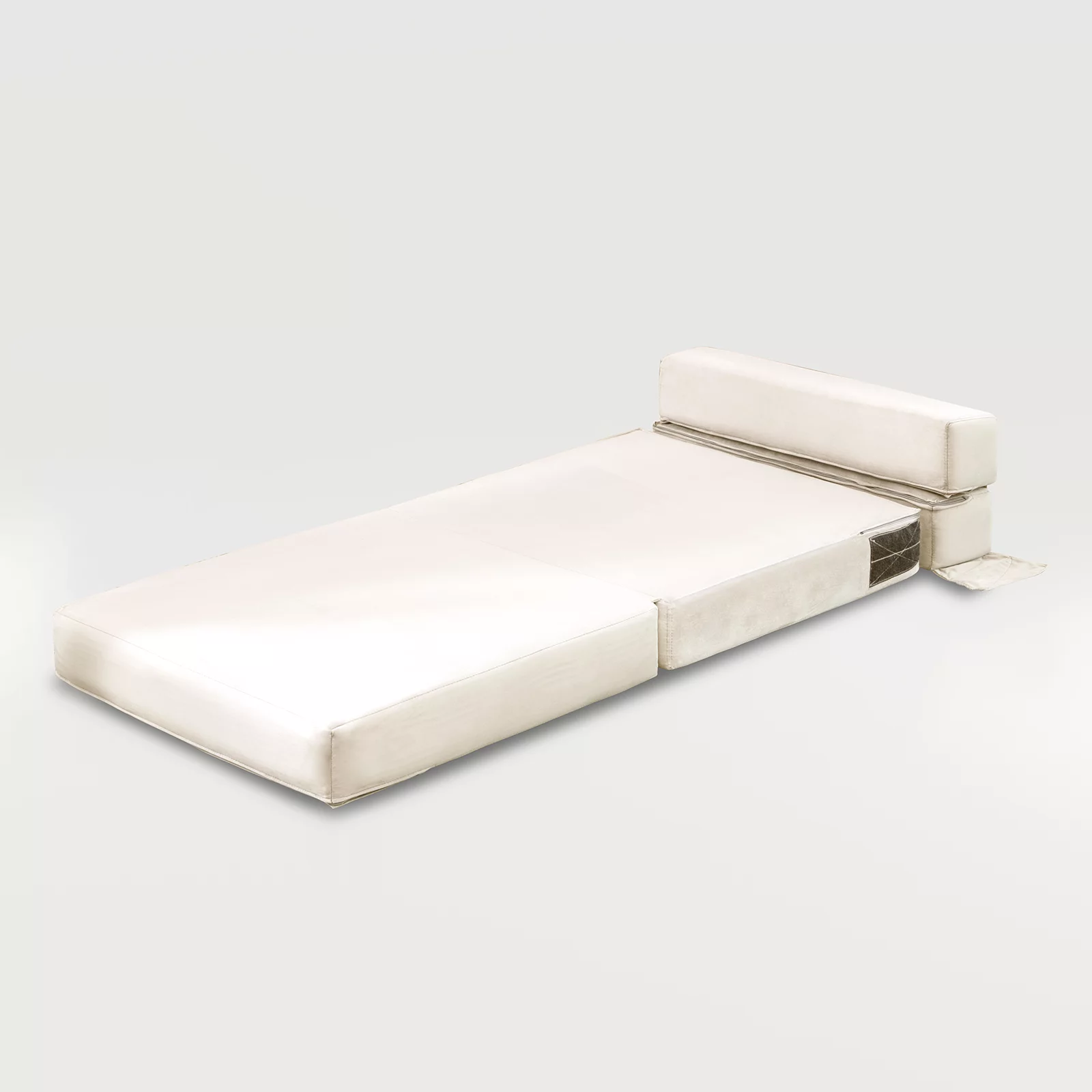 MUZZ Modern Convertible Single Sofa Bed, Folding Futon Flipped Lounger Sleeper with High Density Foam and Short Plush Fabric for Living Room/Small Space(Beige)