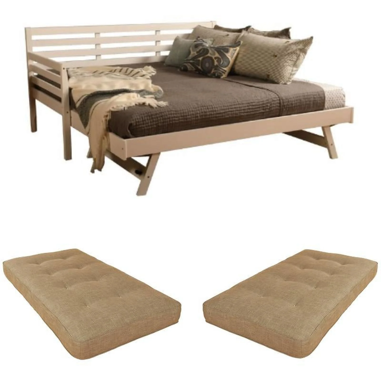 Home Square 3-Piece Set with 2 Daybed Mattresses and Daybed in White