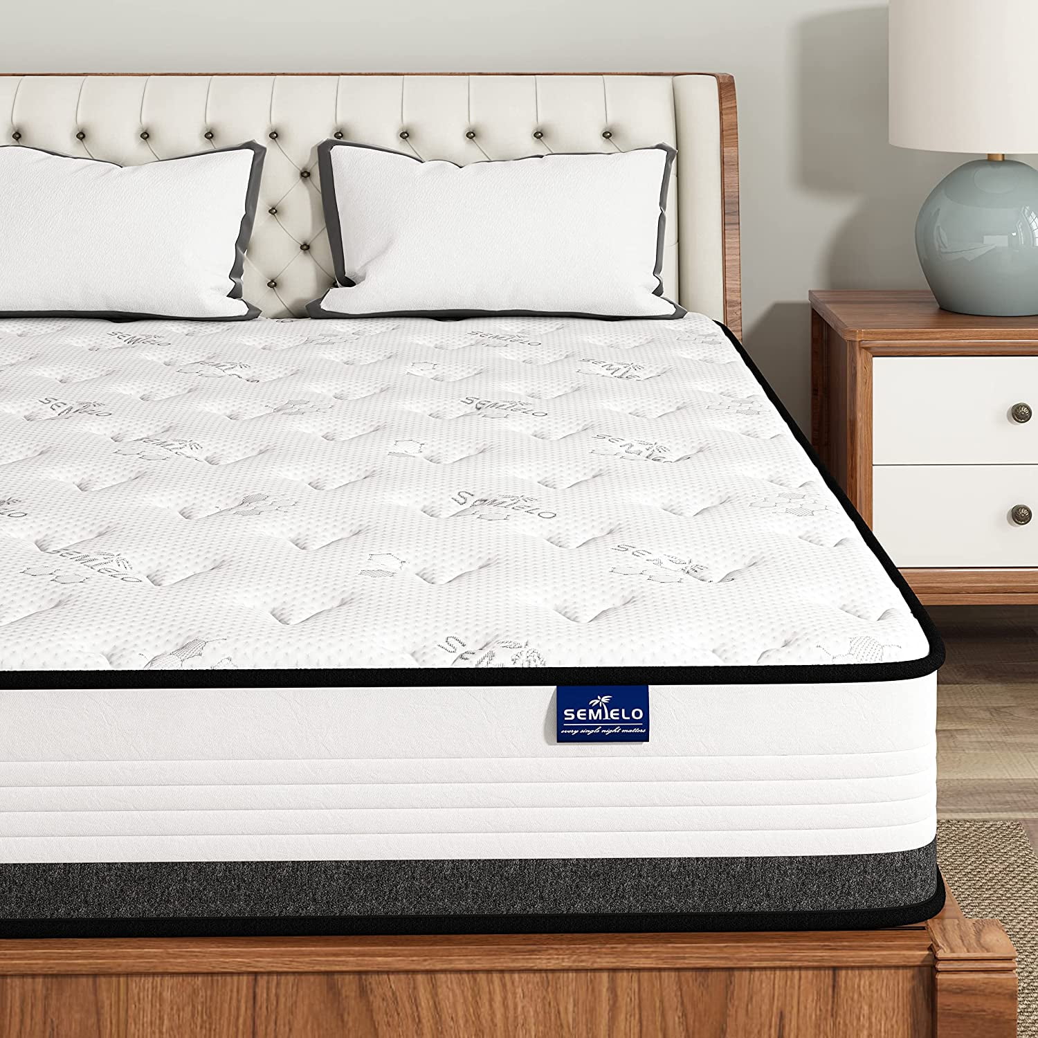 SEMIELO 12 Inch Twin Size Mattresses in a Box Medium Firm Hybrid Mattress with Memory Foam & Individually Wrapped Coils