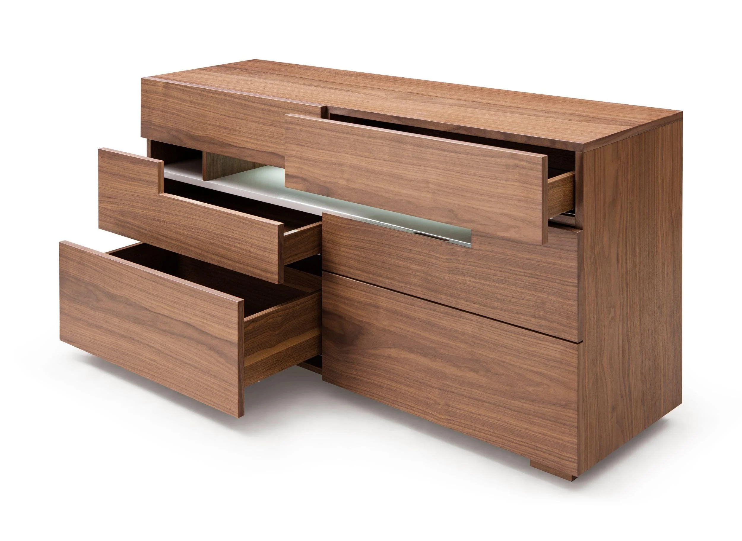 Walnut 6 Drawers Dresser w/LED Light Modrest Ceres VIG Contemporary Modern
