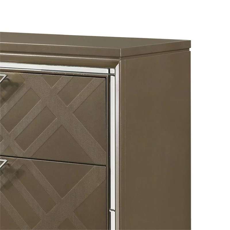 Benjara BM225966 6 Drawer Wooden Dresser with Mirror Accent & Acrylic Legs, Taupe Brown