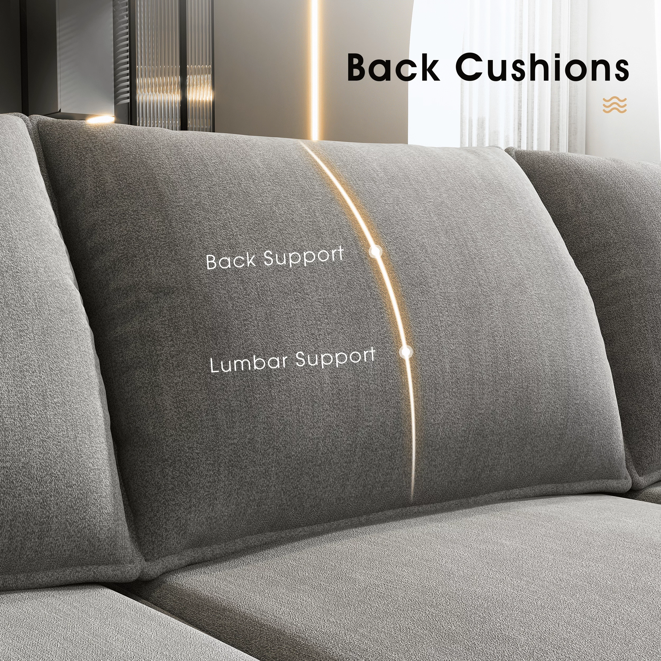 HONBAY Modern Upholstered 2-Seat Sleeper Sofa Couch with Storage chaise for Living room in Grey