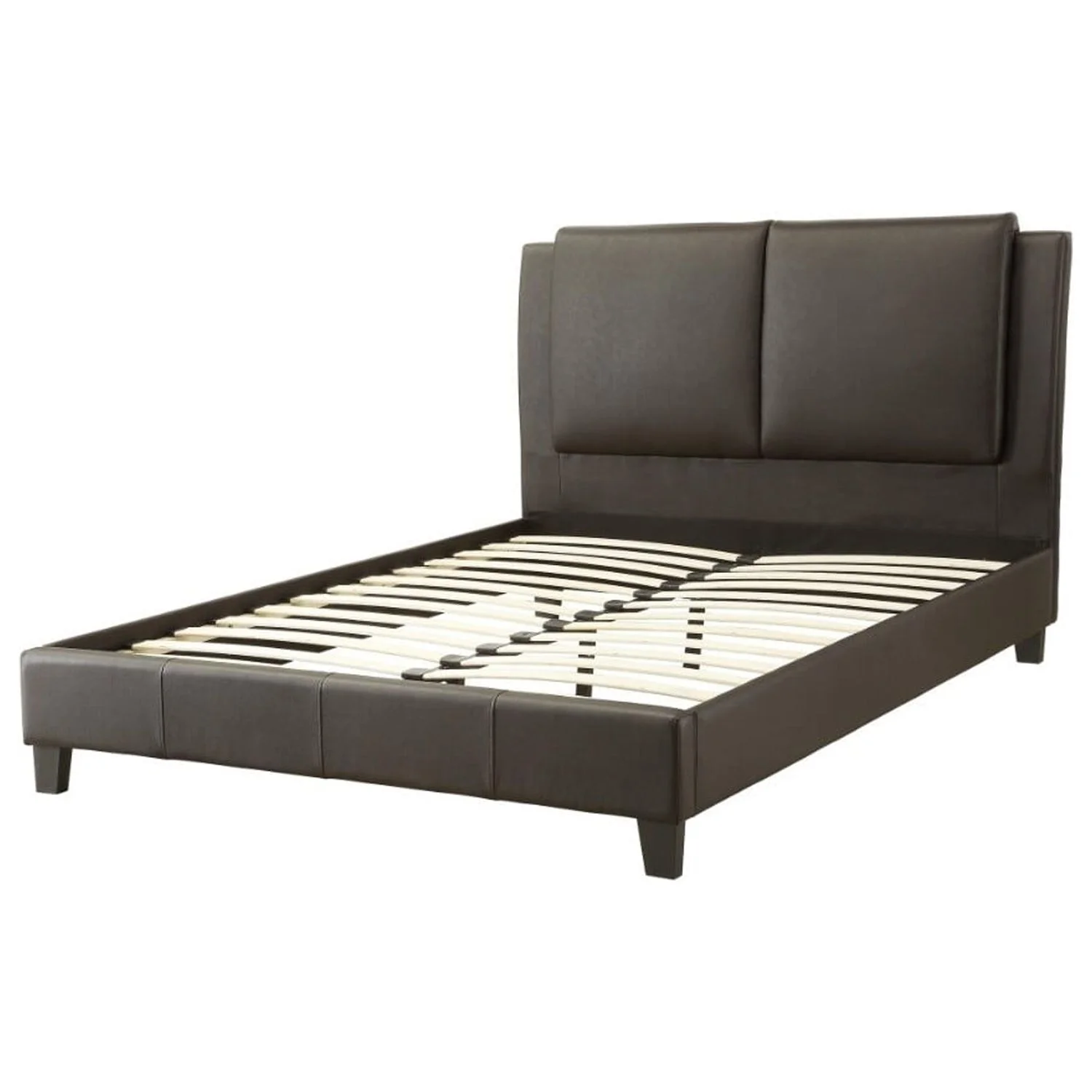 Elegant Wooden Full Bed With PU Head Board in Brown