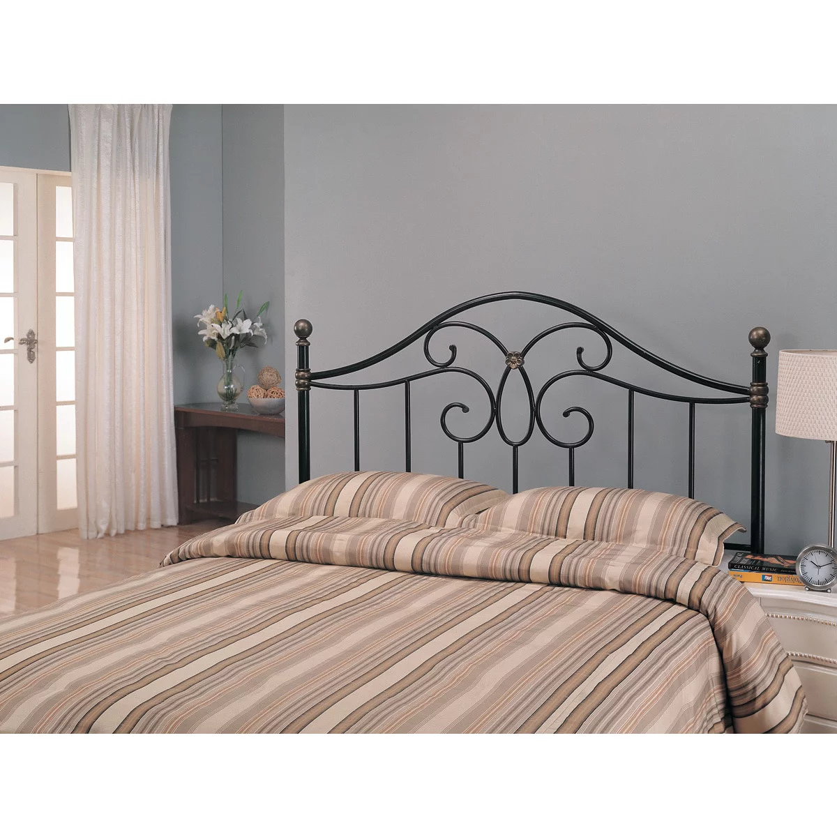 Full/Queen Metal Headboard Black and Bronze