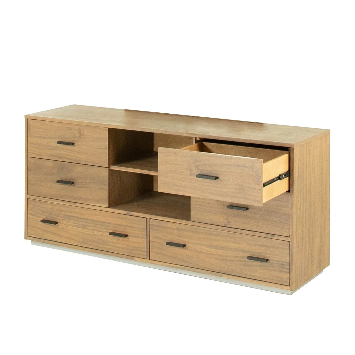Benjara  63 in. Noe Col Dresser with Felt Lined Drawers, Walnut