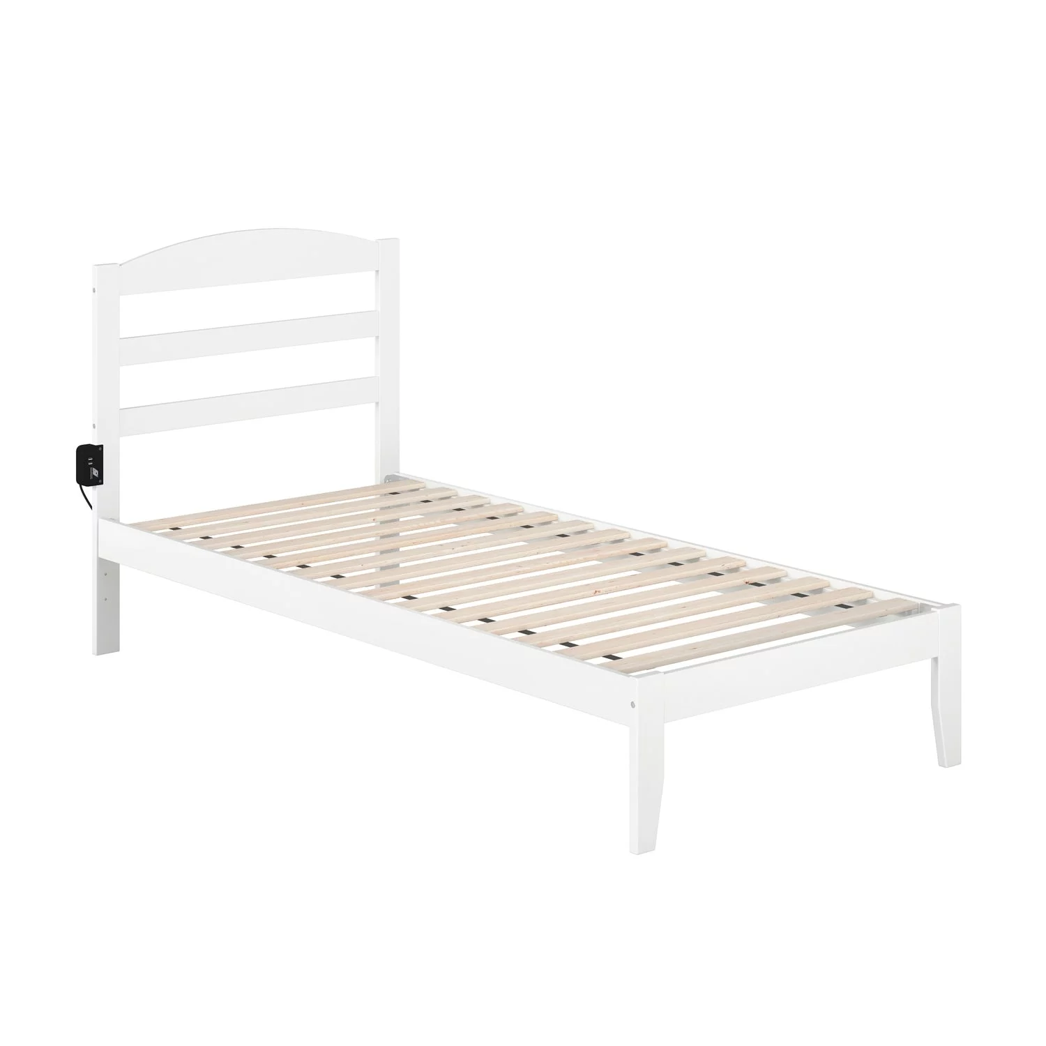 AFI Warren Solid Wood Platform Bed with Attachable USB Charger White Twin XL