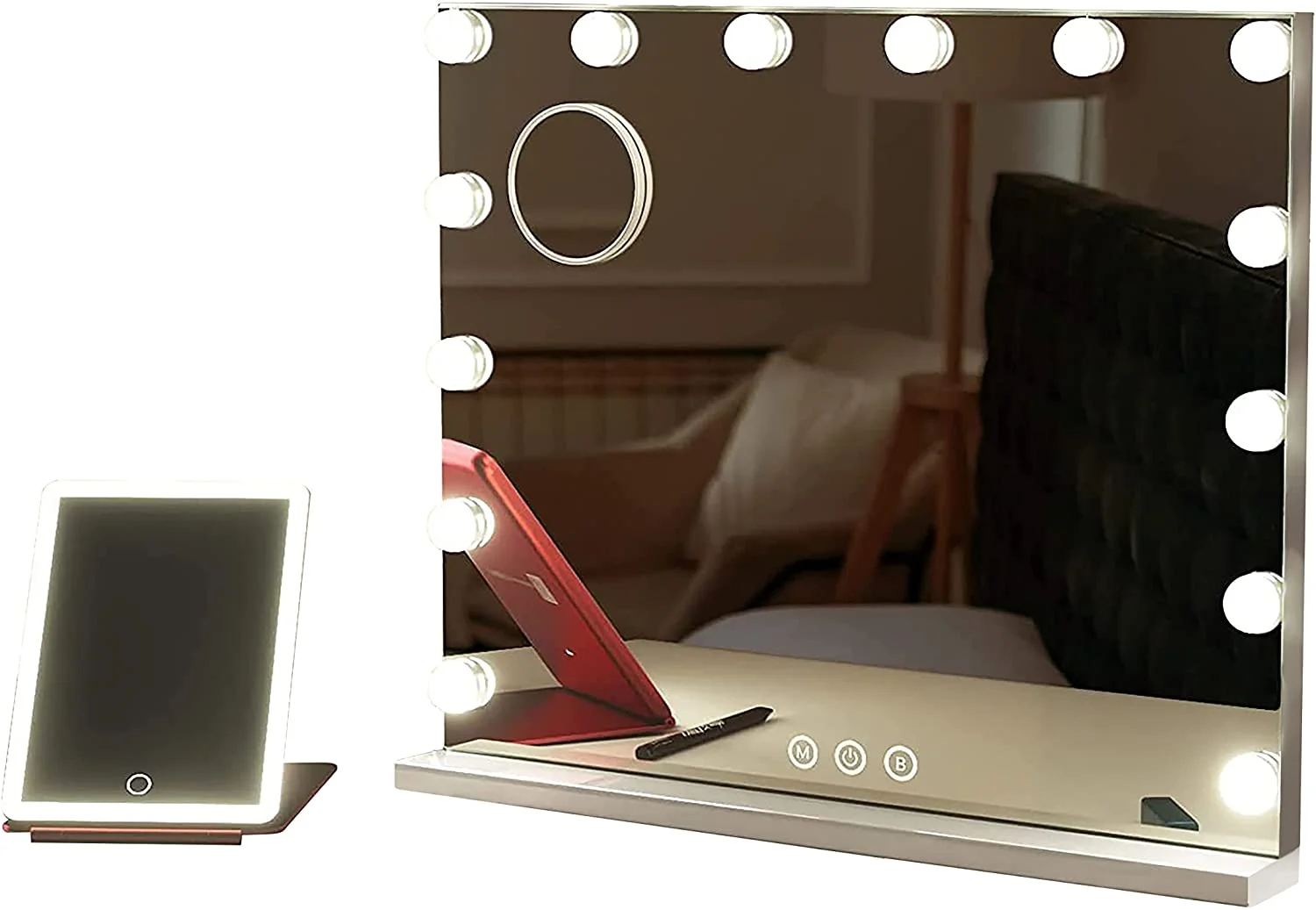 Vanity Mirror with Lights Hollywood Tabletop/Wall-Mounted Makeup Mirror with 14 Dimmable LED Bulbs for Dresser, Bedroom, Bathroom