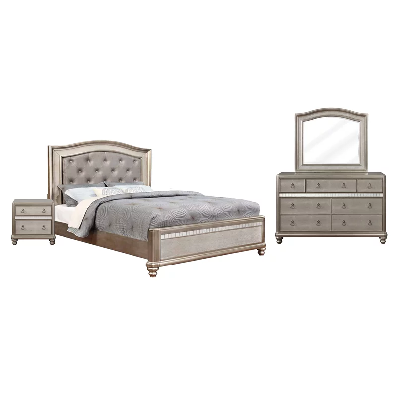 Bling Game Bedroom Set Metallic Platinum