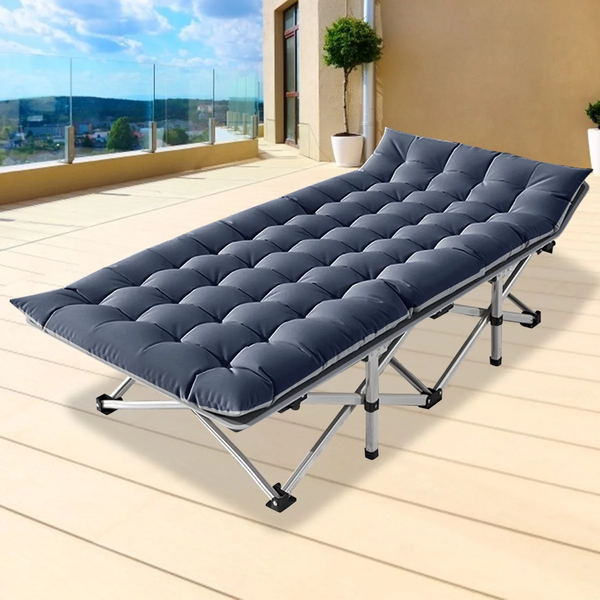 Slsy Folding Camping Cot with Thicker Mattress for Adults, 75