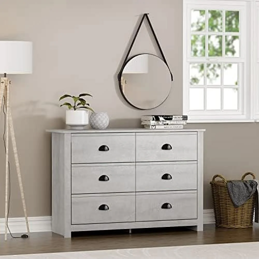 GEROBOOM Geodarno 5 Drawer Dresser Tall Dressers for Bedroom Wood Narrow Chest of Drawers Organizer Rustic Design 17" D x 30" W x 46" H Dusty Grey Oak