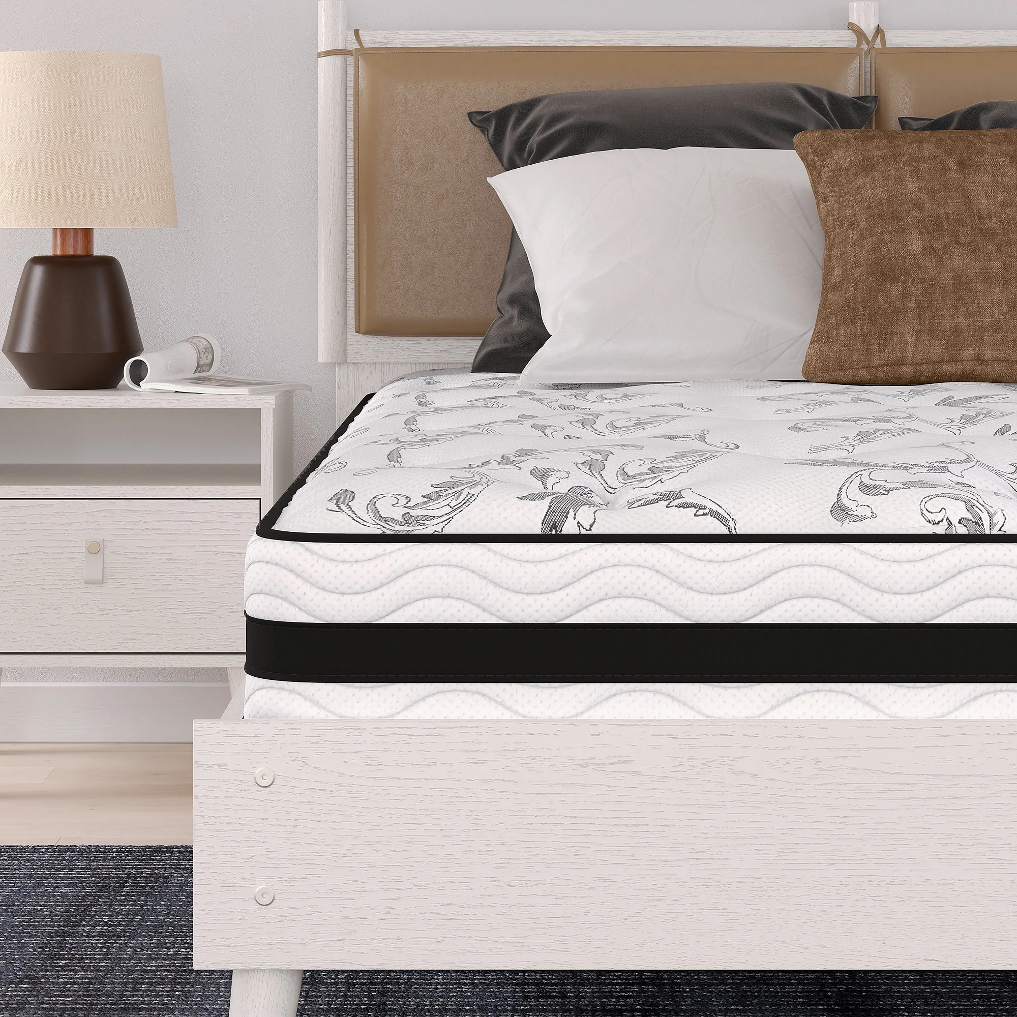 Signature Design by Ashley 8 Inch Chime Innerspring King Mattress in a Box, White