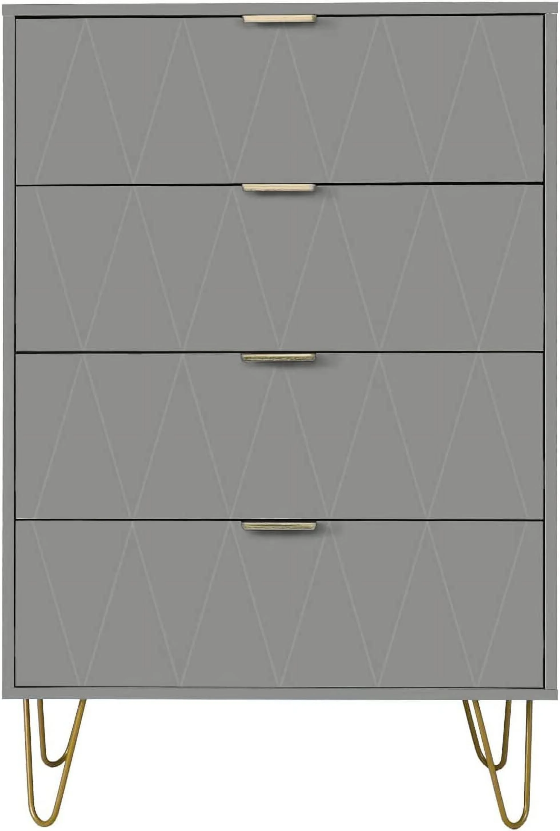 4 Drawer Dresser   Cabinet  Tall Drawers Chest Organization for Closet  Bedroom  Office File Nightstand  Living Room  Entryway with 4 Metal Legs Anti-Tipping Device(Set of 1 Grey)