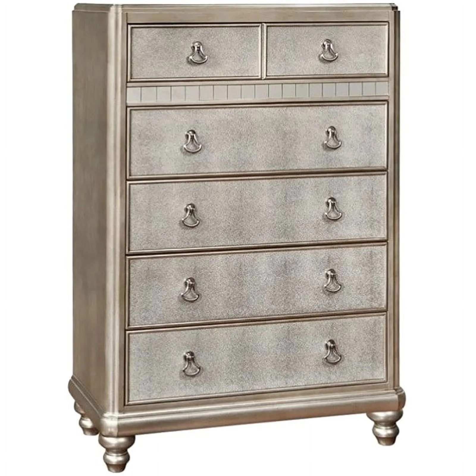 Bling Game 6-drawer Chest Metallic Platinum