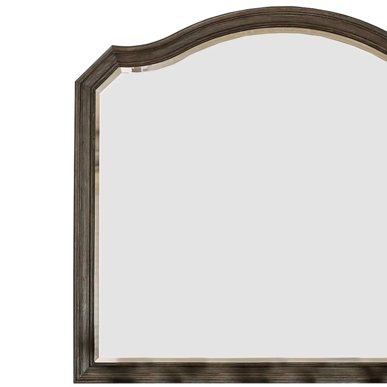 43.5 Inches Scalloped Mirror with Molded Details, Brown- Saltoro Sherpi