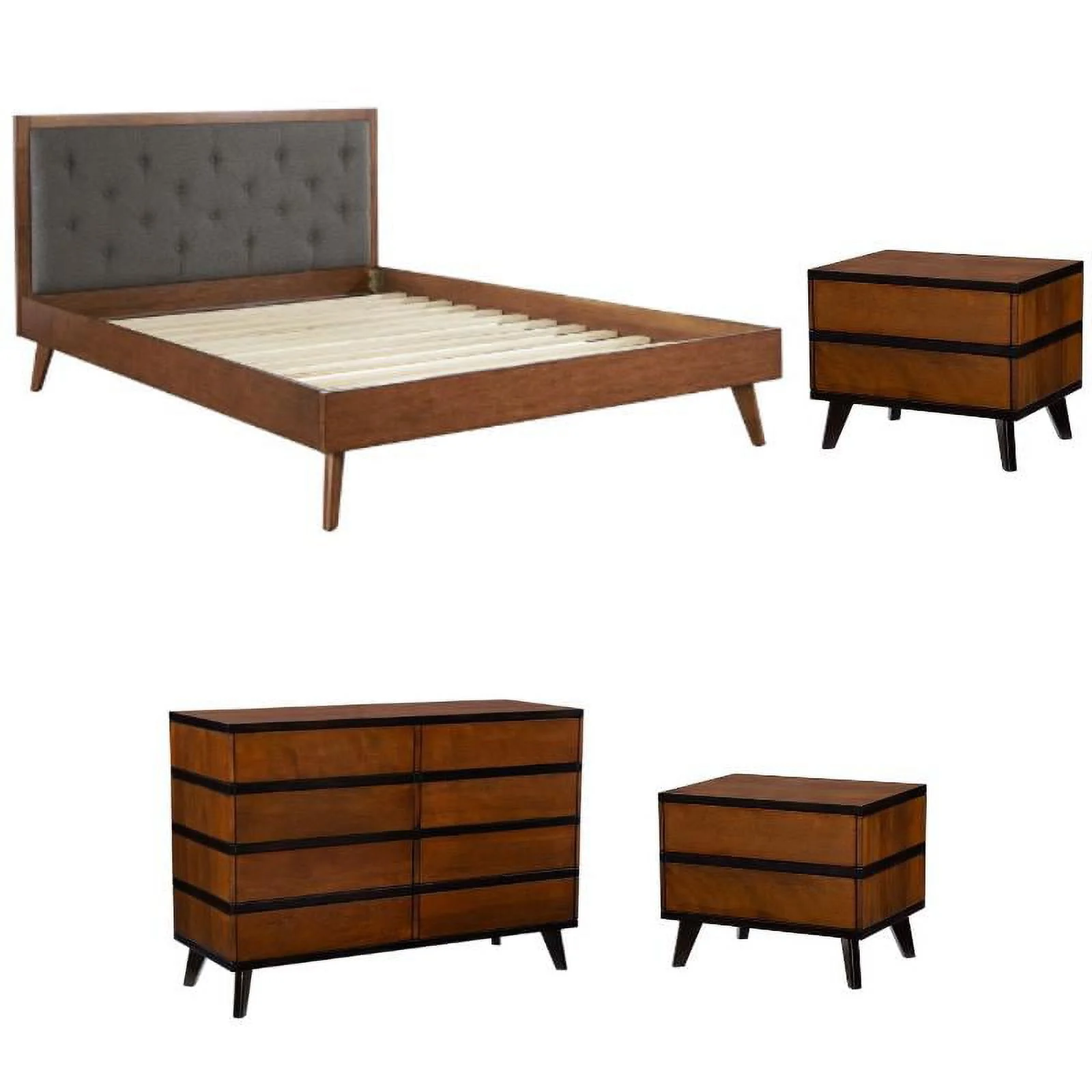 Home Square 4-Piece Set with 2 Nightstands & Dresser & Queen Bed