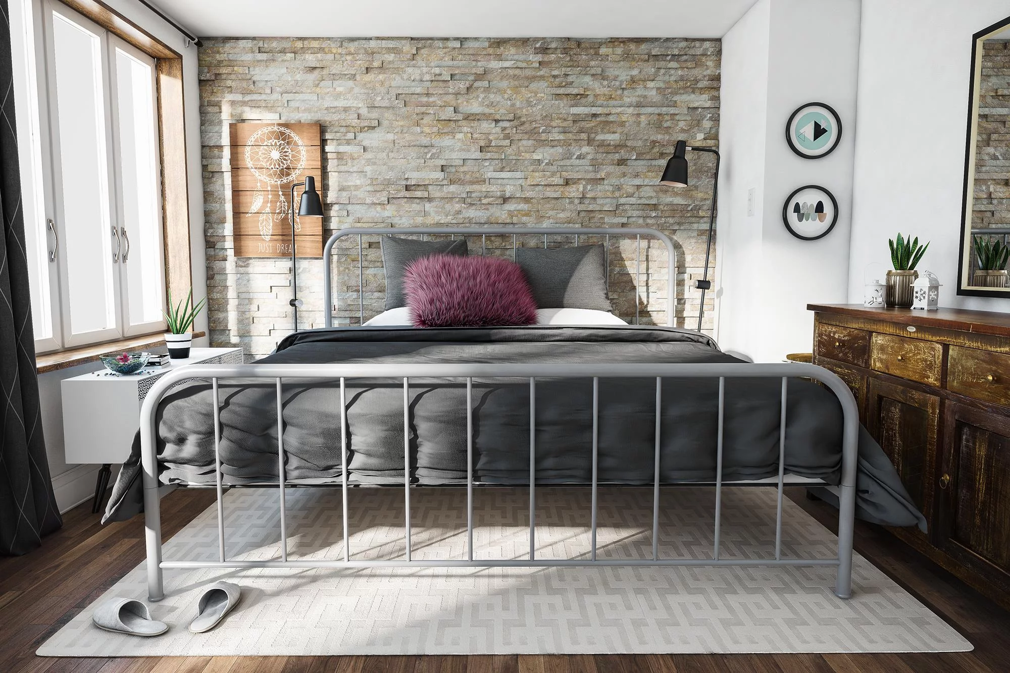 Novogratz Bellamy Metal Bed, Multiple Sizes, Multiple Colors