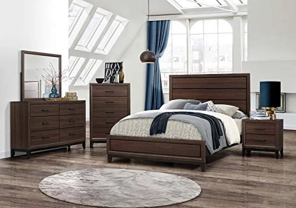 Kings Brand Furniture Athens 6-Piece King Size Bedroom Set. Bed, Dresser, Mirror, Chest & 2 Night Stands