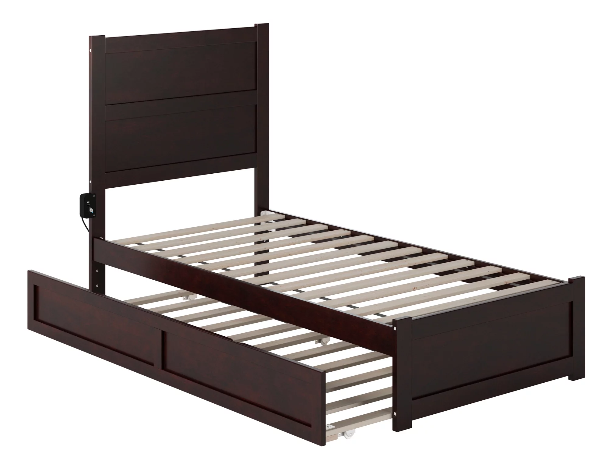 AFI NoHo Twin Wood Platform Bed with Headboard Footboard & Twin Trundle, Espresso