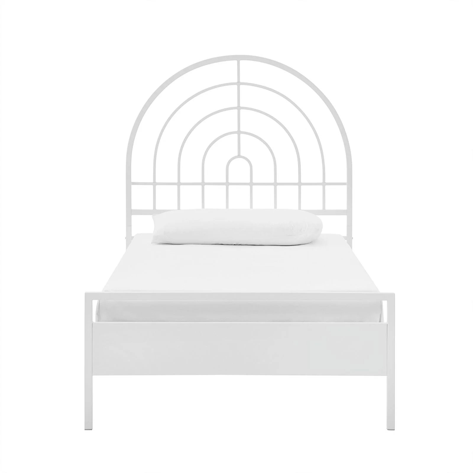 Pemberly Row Contemporary Arch Shape Metal Twin Bed in White