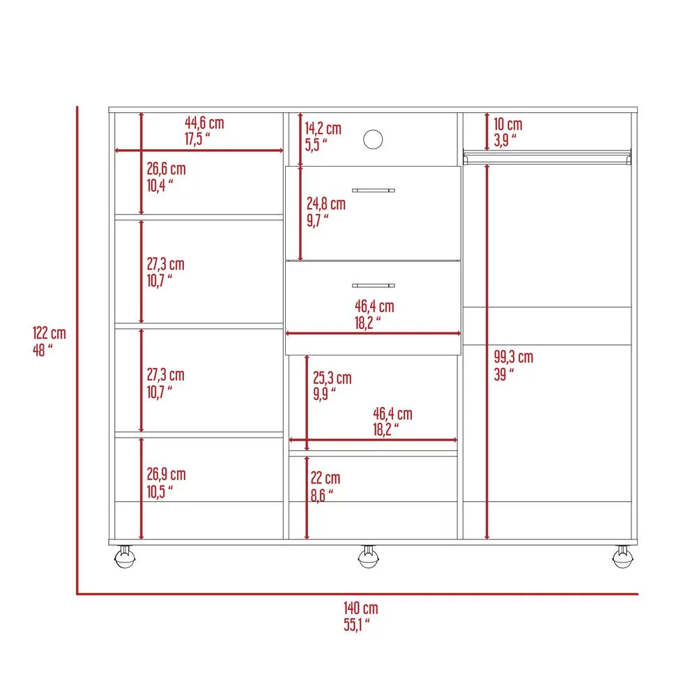 FM Furniture Sicilia Modern Wood Bedroom Dresser with Two-Door Cabinet in Black