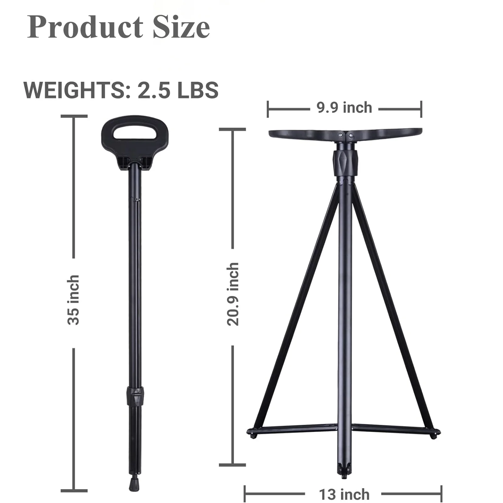 Portable Cane Seat Folding Walking Cane for Men & Women Sturdy Tripod Cane Stool Lightweight Balancing Mobility Aid Crutch Chair