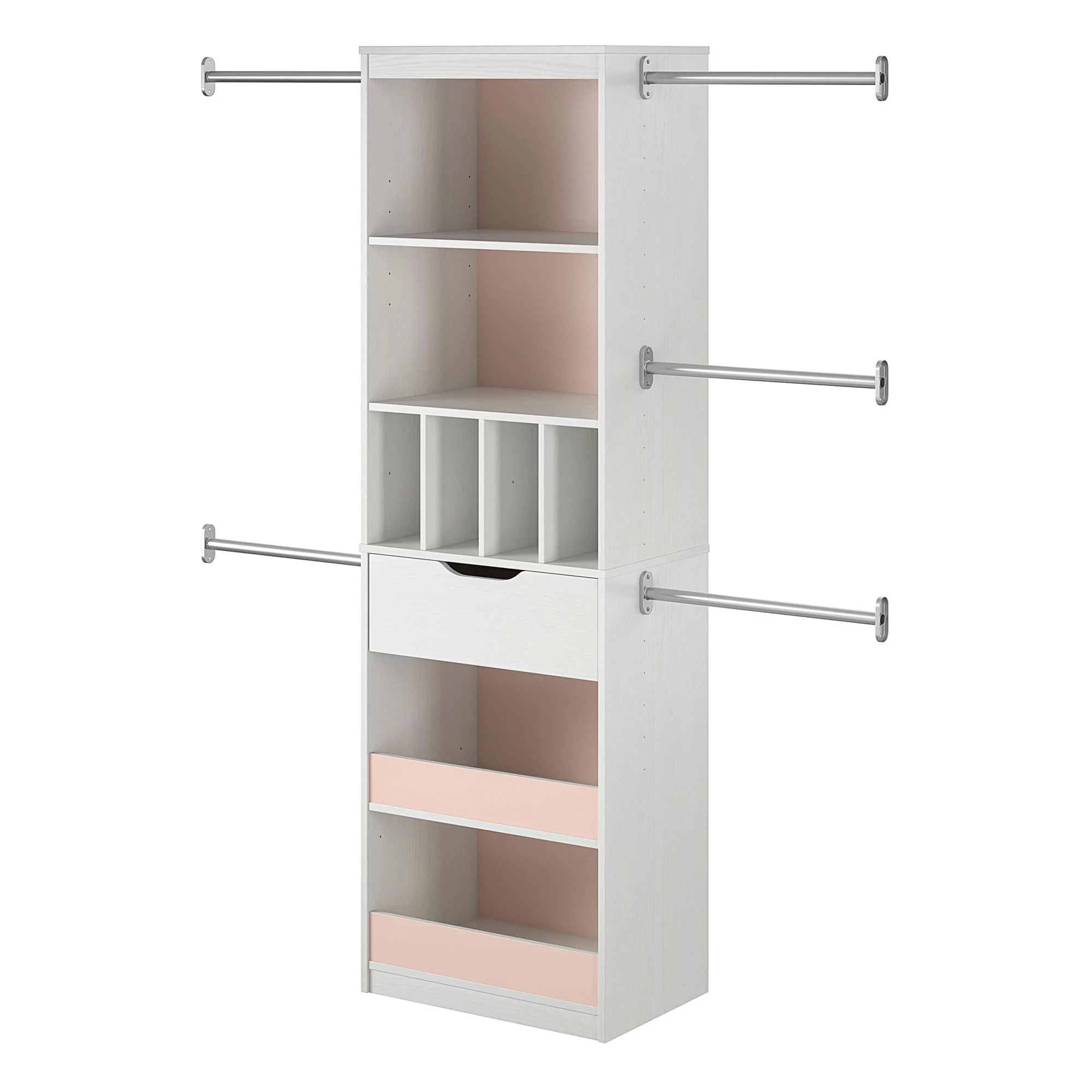 Little Seeds Poppy Reversible Closet Organizer, White with Pink or Blue