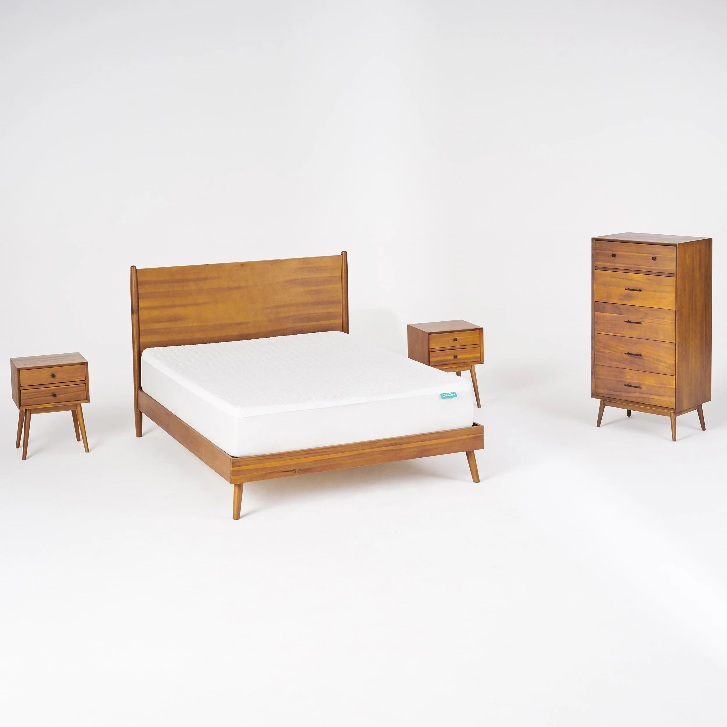 GDF Studio OkiOki Mid Century Bedroom Collection, Natural 5 Drawer Cal King