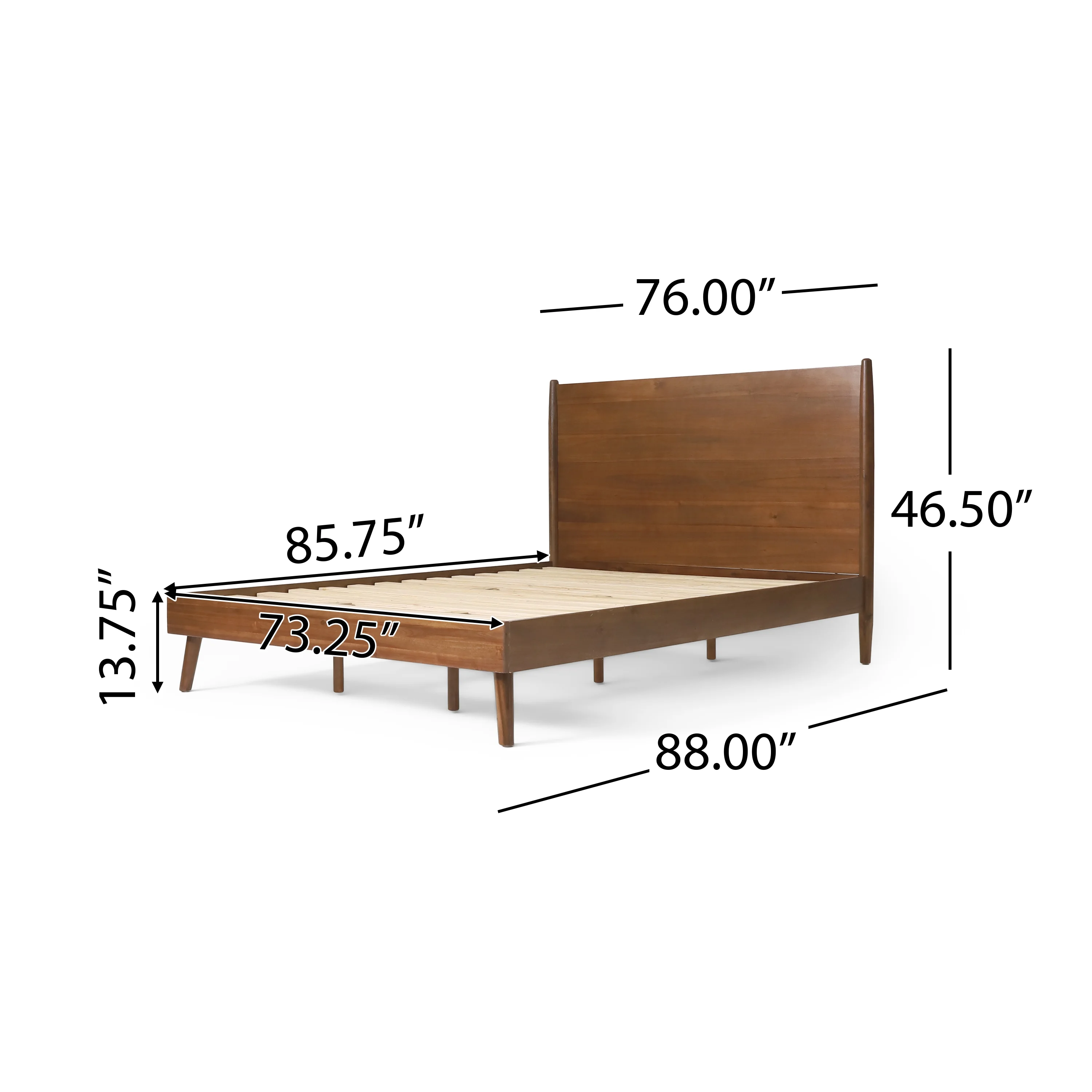 GDF Studio OkiOKi Mid Century Wood Bed, Medium Brown Cal King