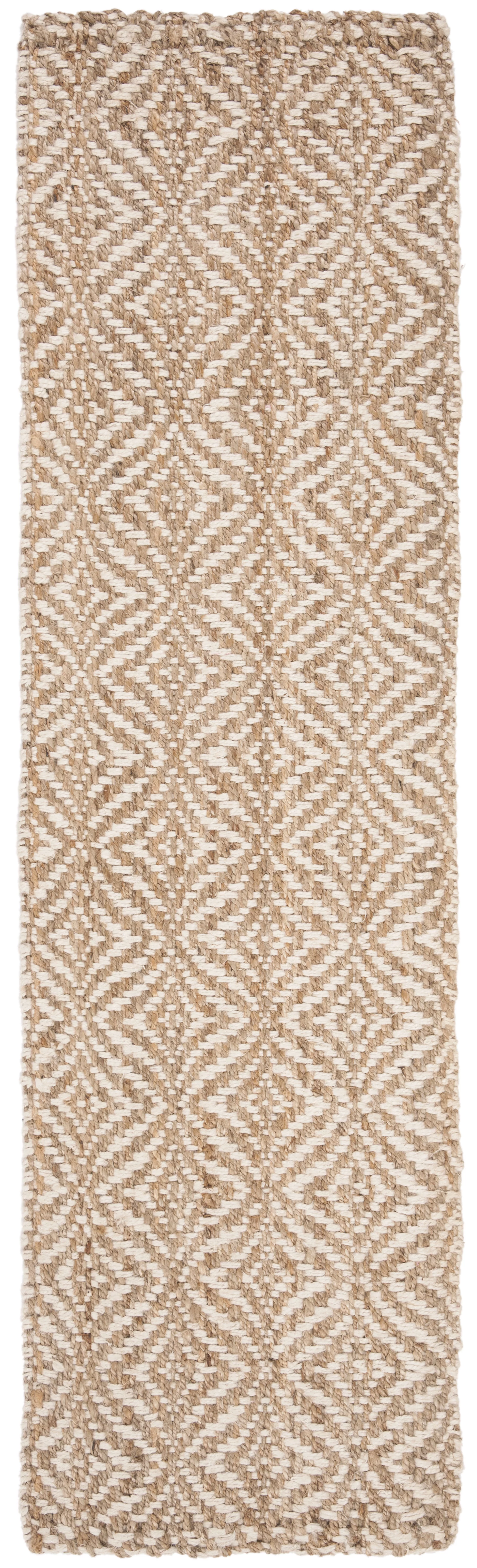 SAFAVIEH Natural Fiber Gervase Braided Diamonds Jute Runner Rug, Natural/Ivory, 2'3