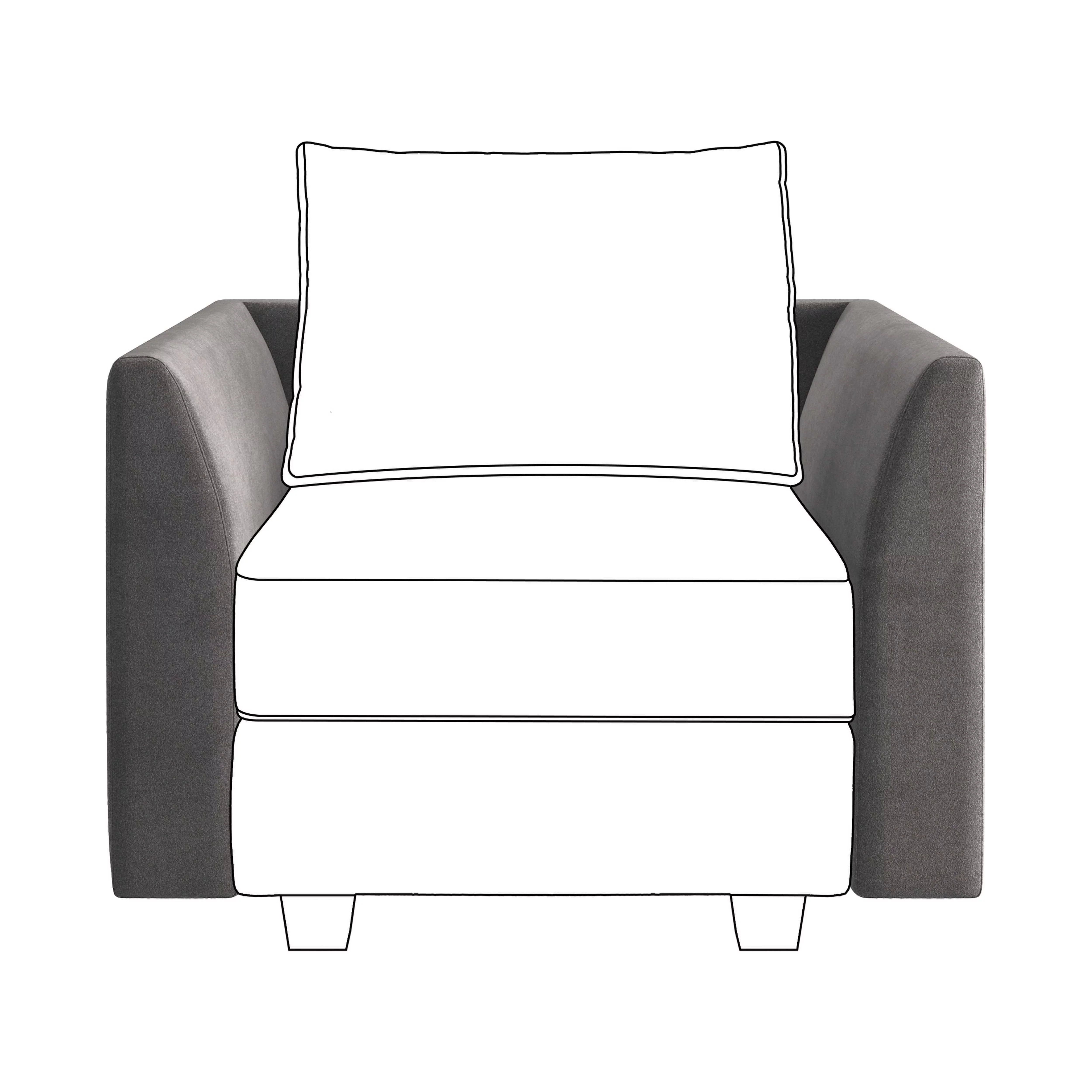 HONBAY Velvet Side Armrest Module for Modular Sectional Sofa Couch Pair of Armrests, Dull Grey