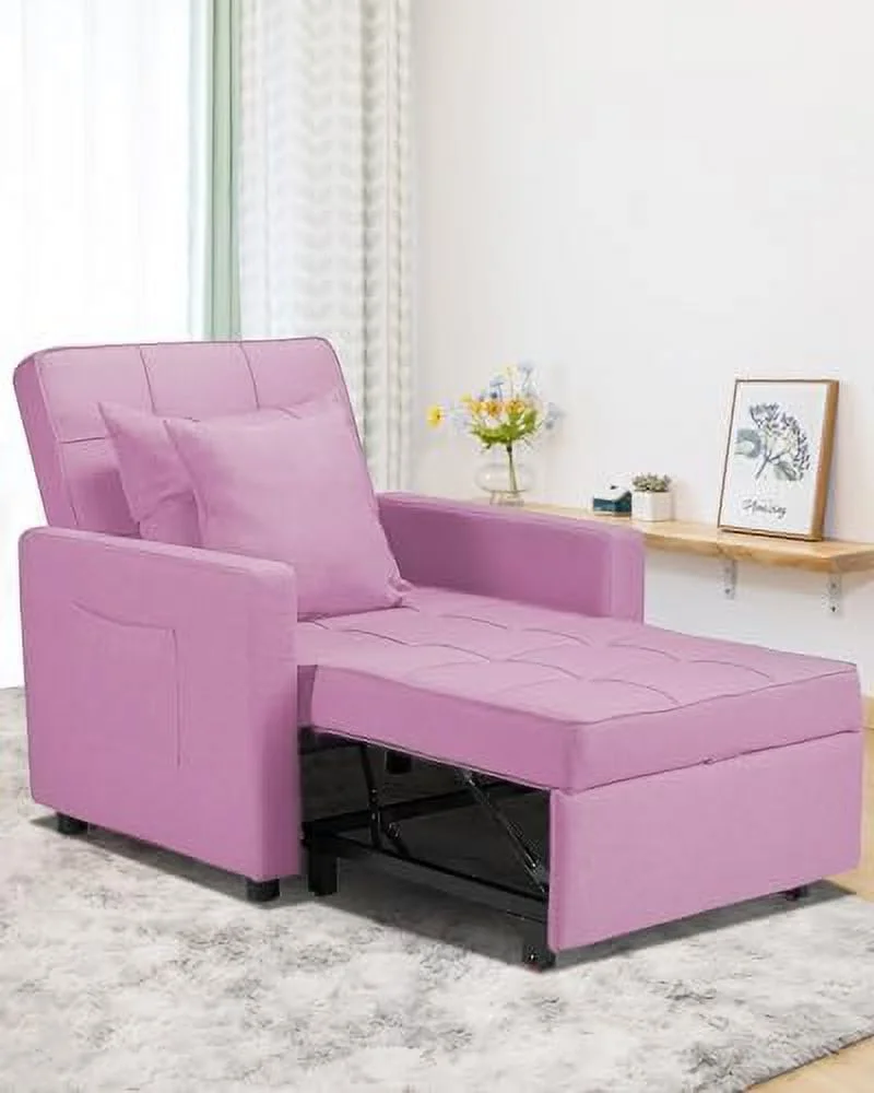 NLIBOOMLife Convertible Sleeper Sofa Chair Bed  3 in 1 Pull Out Sofa Bed Couch Sleeper with Pillow and Pocket  Adjustable Futon Chair Recliner Bed for Living Room Apartment Small Space (G