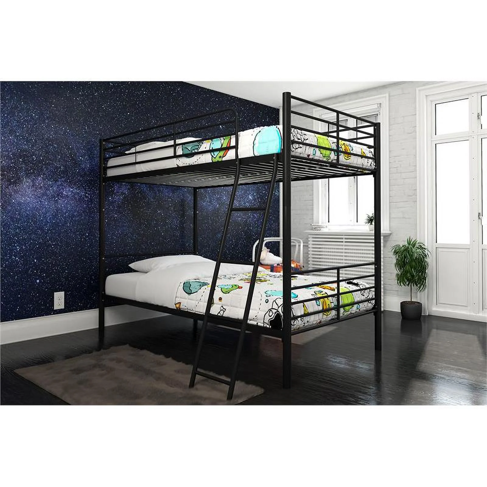 DHP Tailor Twin over Twin Convertible Bunk Bed in Black Metal