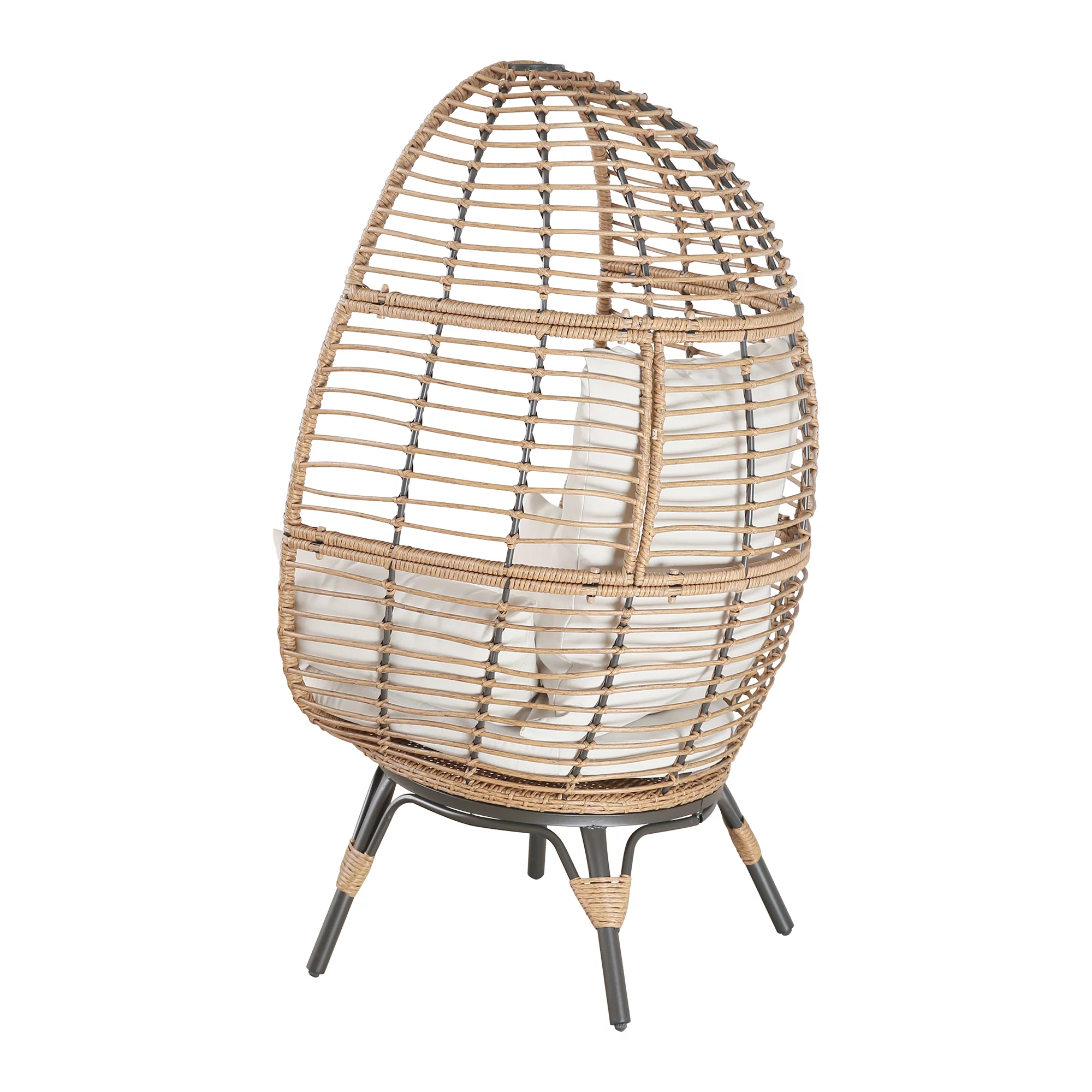 Ulax Furniture Outdoor Patio Wicker Egg Chair Indoor Tear Drop All-Weather Rattan Chair with 4 Cushions for Patio, Backyard, Living Room