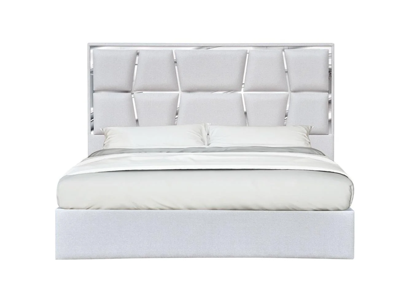 Light Gray Woven Canvas King Platform Bed Contemporary J&M Furniture Degas