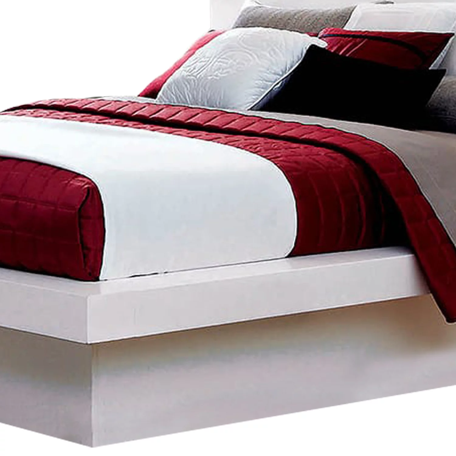 Benjara Contemporary Style Wooden Eastern King Size Bed, White