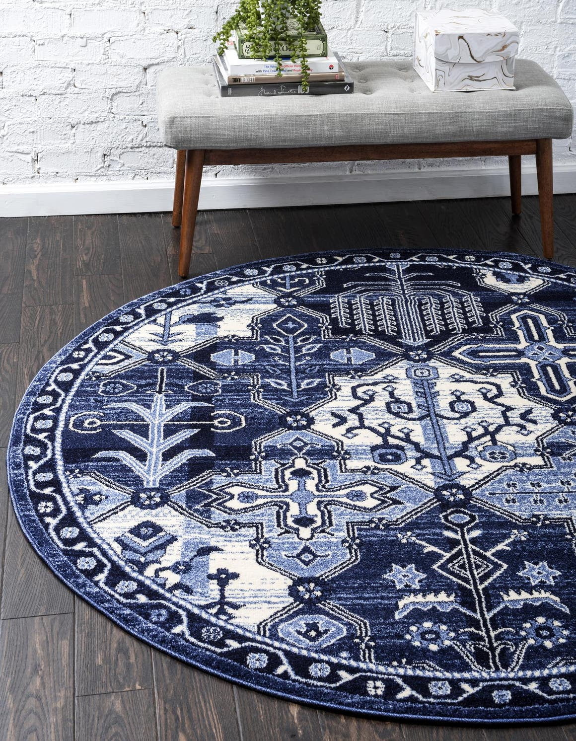 Unique Loom Cathedral La Jolla Rug Blue/Ivory 6' 1