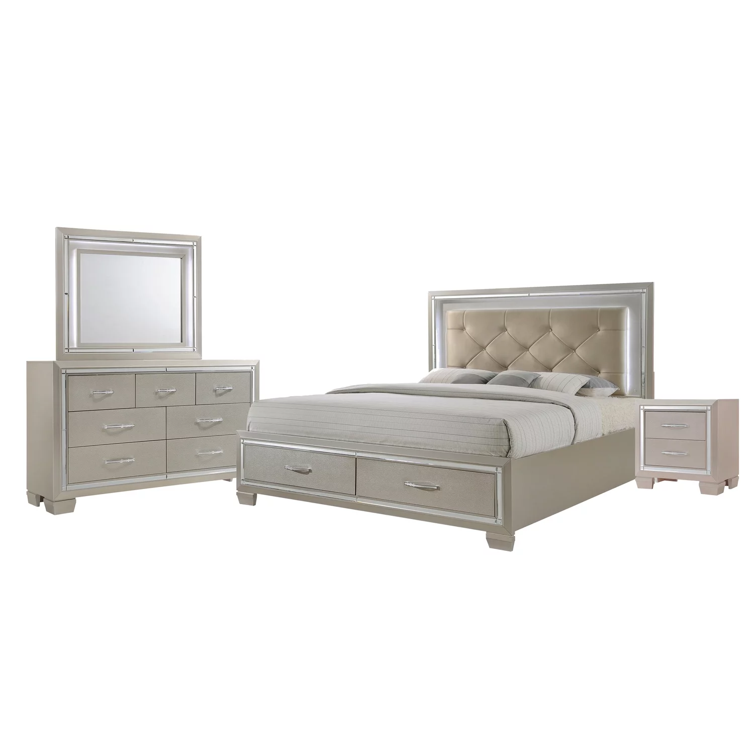 Picket House Furnishings Glamour 4 Piece King Storage Bedroom Set