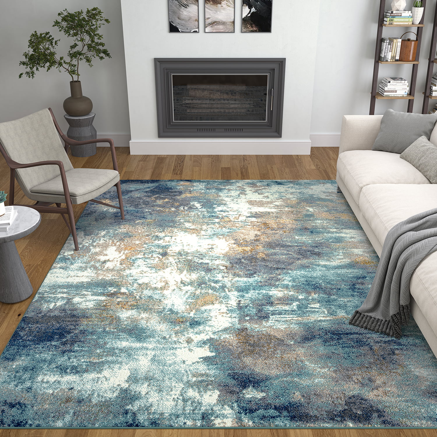 5x8 Modern Aqua Area Rugs for Living Room | Bedroom Rug | Dining Room Rug | Indoor Entry or Entryway Rug | Kitchen Rug | Alfombras para Salas 5'3'' x 7'3''