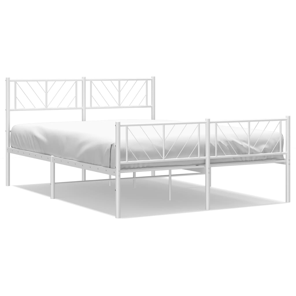 Metal Bed Frame with Headboard and Footboard White 59.1