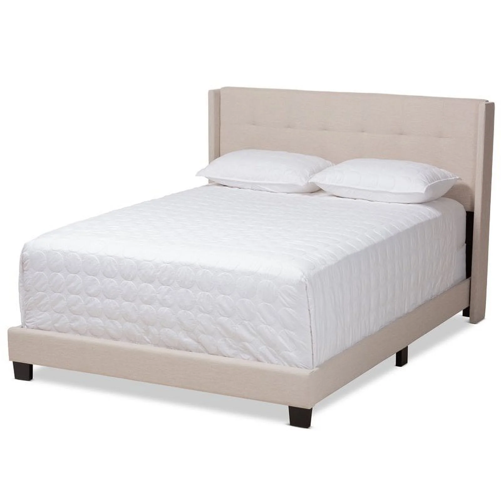 Bowery Hill Upholstered Fabric Tufted King Bed in Beige